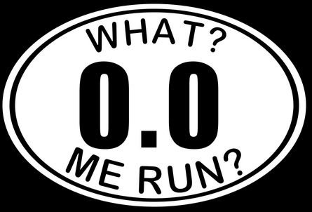 What Me Run/ 0 Miles funny oval decal